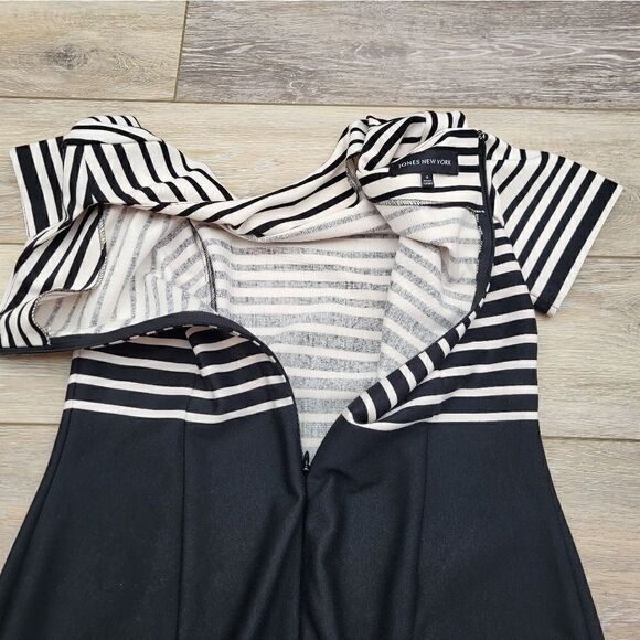 Jones New York high waisted dress black white striped top, solid bottom - size 4 - Picture 8 of 11